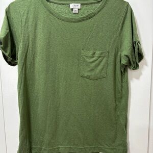 J Crew Womens Pocket T-Shirt Olive Green Garment Dyed Size XS